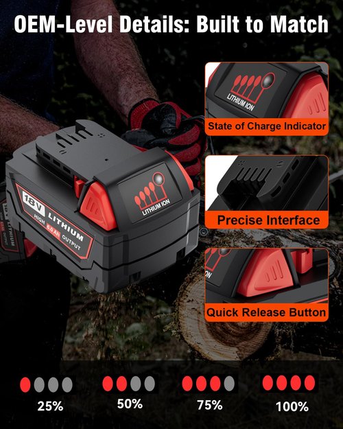 HOCHSTERN 4Pack 6.0Ah Replacement for Milwaukee M-18 Battery Compatible with Milwaukee 18V Lithium Battery 48-11-1862 48-11-1852 48-11-1882 Cordless Tools