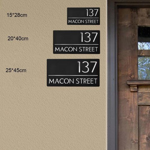 Customized Sign Outdoor House Numbers Plate Personalized House Number Plaque Modern Acrylic Laser Cut 3d Home Number Address Plaques with Street Name for House (White gold)