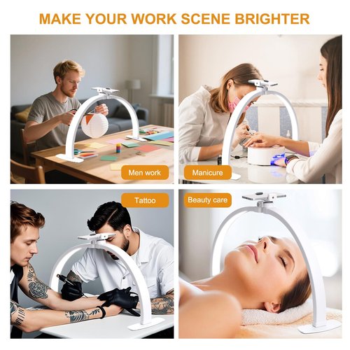 Half Moon Light for Nail Desk, Nail Lamp for Desk with Phone Holder and 10 Adjustable Brightness and 3 Color Temperature for Manicure, Tattoos, Eyebrows
