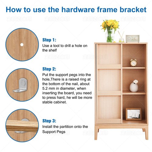50 Pcs Shelf Pegs Pins，6mm Upgraded Diameter L-Shaped Perforated Nickel Plated Shelf Pins, 6mm Cabinet Shelf Pegs for Shelves, Shelf Support for Bookshelf Kitchen Cabinet Shelf Pegs.