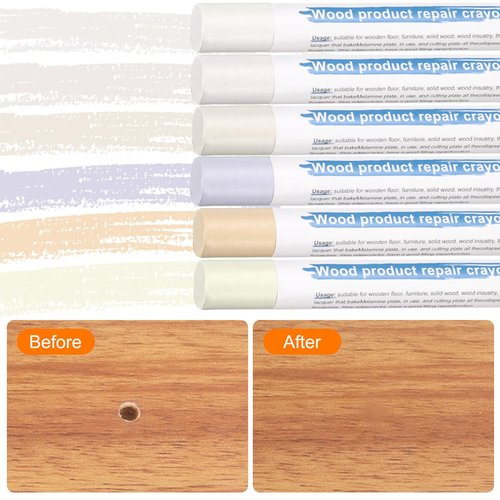 HARFINGTON Wood Filler Sticks 6 Colors Wooden Wax Touch Up Furniture Repair Crayons for Times Fabric, Wood, Titanium White, Light Taupe, White, Milk White