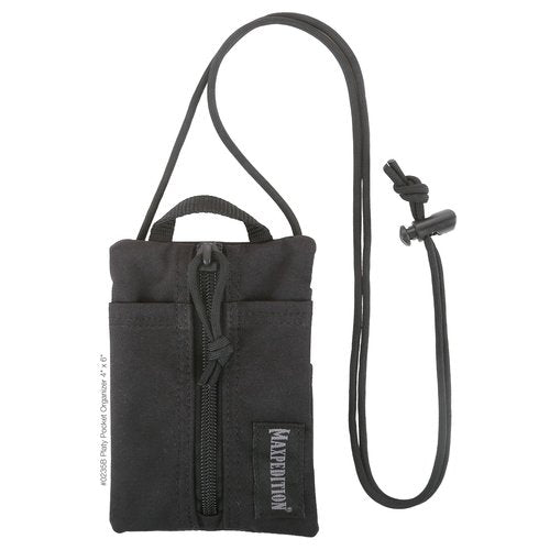 MAXPEDITION Platy Pocket Organizer 4” x 6” (Black) Durable EDC Tool Pouch for Men, Neck Wallet with Paracord Lanyard, Holds Flashlight, Multitool, Pen, Notebook, 0235B