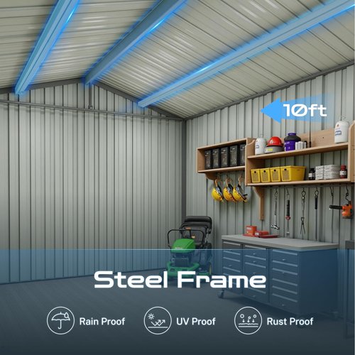 10' x 8' XL Outdoor Storage Shed, Sturdy Metal Building w/Lockable Doors for Garden, Backyard, Poolside and Lawn, Black