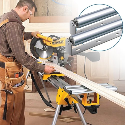 2 Sets Roller and Bracket, Roller and Bracket Set, 10" Long Roller and Bracket, 1.5'' Diameter Conveyor Roller and Bracket Set for Woodworking, Roller Conveyors or Kayak Roller Loaders
