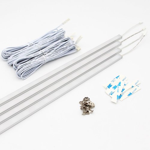 KOMIGAN 4 Pack 23.6" Long 6000K LED Light Bar with 16.4' Long Extension Cable 12V DC for LED Stair Tread Lights
