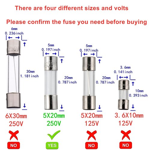 BOJACK 5x20mm 3 A 3 amp 250 V 0.196x0.787 Inch F3AL250V Fast Blow Glass Fuses(Pack of 20 Pcs)