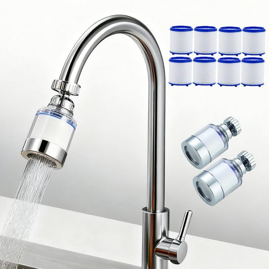 2 Pack Sink Water Filter Faucet, Universal 360 ° Rotating Bathroom Sink Filter, Kitchen Faucet Water Filter Removes Chlorine Fluoride Heavy Metals Hard Water for Home Bathroom Kitchen (2 Pack-Blue)