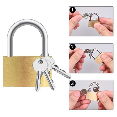 Faburo 4pcs Solid Brass Padlock with Key, Small Pad Lock with Key, Padlocks with 12 Same Keys, Storage Lock Shackle for Locker Outdoor Indoor Use