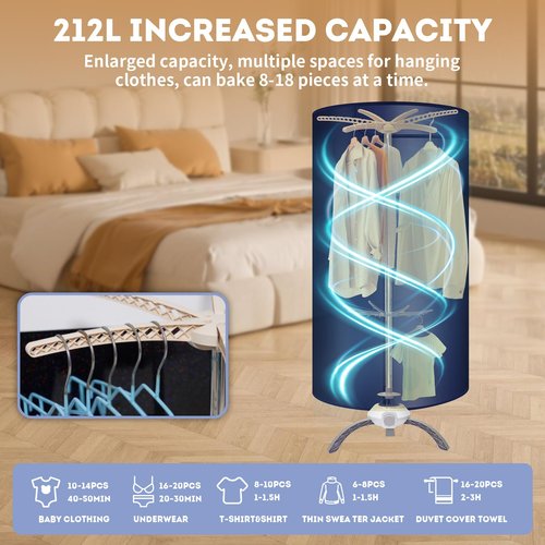 Portable Clothes Dryer - Upgraded Large Capacity for Families, Apartments,Travel and RV, Mini 900W Fast-Drying Machine for Clothing and Shoes Quick And Easy to Use Foldable Compact Dryer