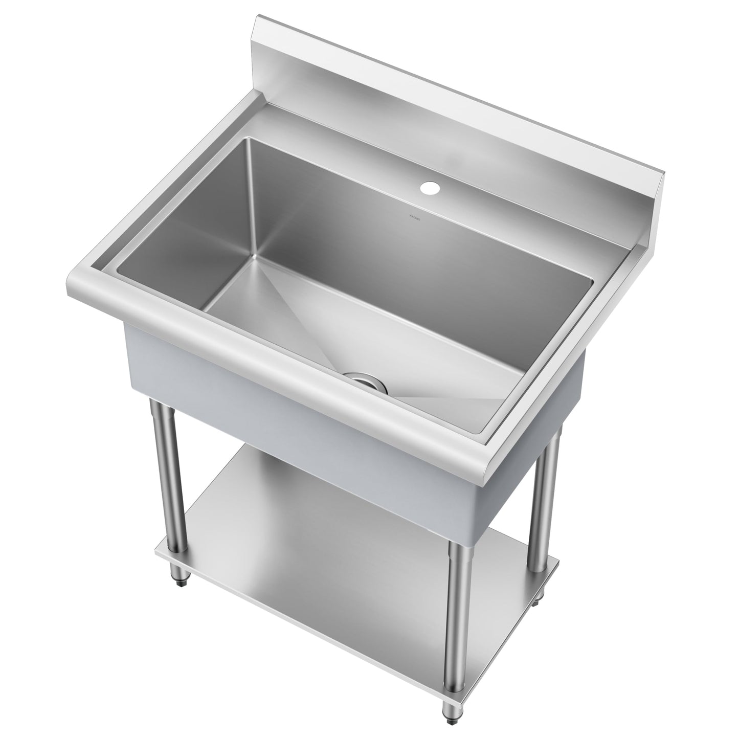 KRAUS Standart Pro 32 Inch 18-Gauge Stainless Steel Scullery Sink, 24 Gallon Freestanding Commercial Style Single Bowl Laundry & Utility Sink, KHS230-32