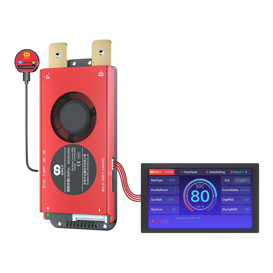 DALY BMS 48V 16S 200A Display - Smart BMS with 4.3 Inch LCD Touch Screen WiFi Bluetooth Module Supports RS485 CAN for 48V LiFePO4 Golf Carts Electric Outboard Motors Solar Energy Power Systems