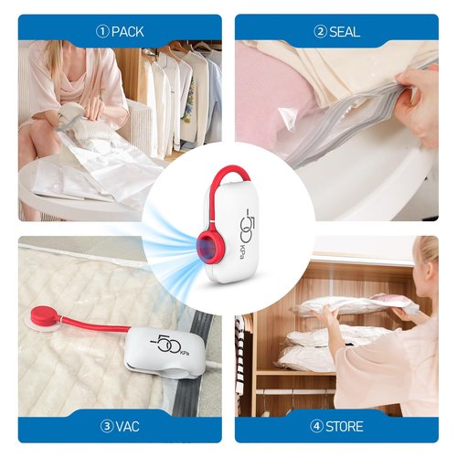 Vacuum Storage Bags for Travel, 10 Pack Vacuum Seal Bags for Clothing Travel, Compression Packing Kit with High Pressure Electric Pump, Space Saver for Clothes Luggage Traveling