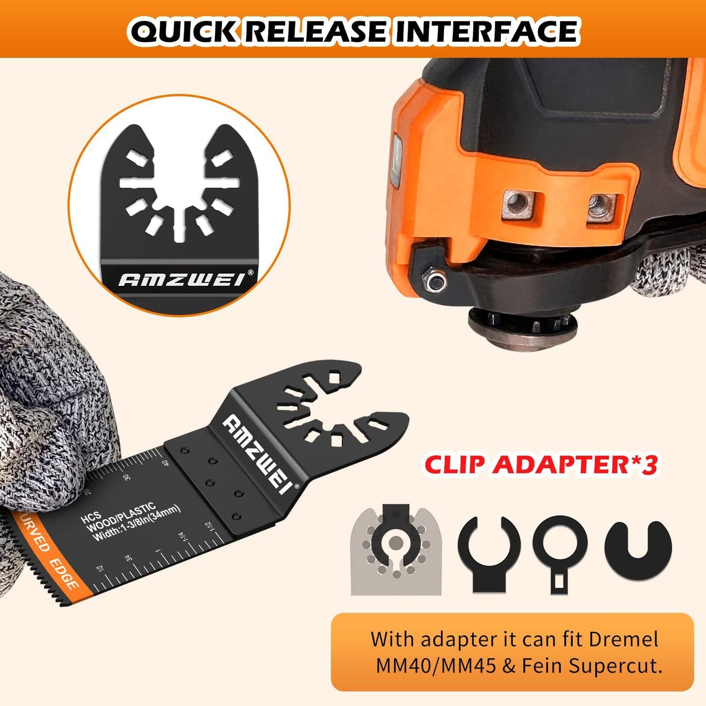 AMZWEI 28PCS Oscillating Saw Blades, Professional Universal Titanium Multitool Blades for Wood Metal, Quick Release Multi Tool Blades Kits Compatible with Dewalt Ryobi Milwaukee Rockwell Fein