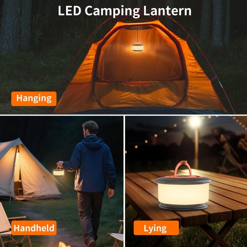 Phylosal Camping String Lights, 3 in 1 Outdoor Camping Light with 6 Lighting Modes, Quick Storage 32.8FT Rechargeable Tent Lantern, Portable LED Hanging Light for Outdoor Patio Awning Garden Party