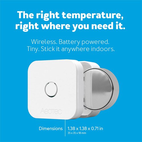 Aeotec aërQ Temperature, Humidity, Dew Point Sensor - Wireless, Battery Powered, Z-Wave Hub Required (White)