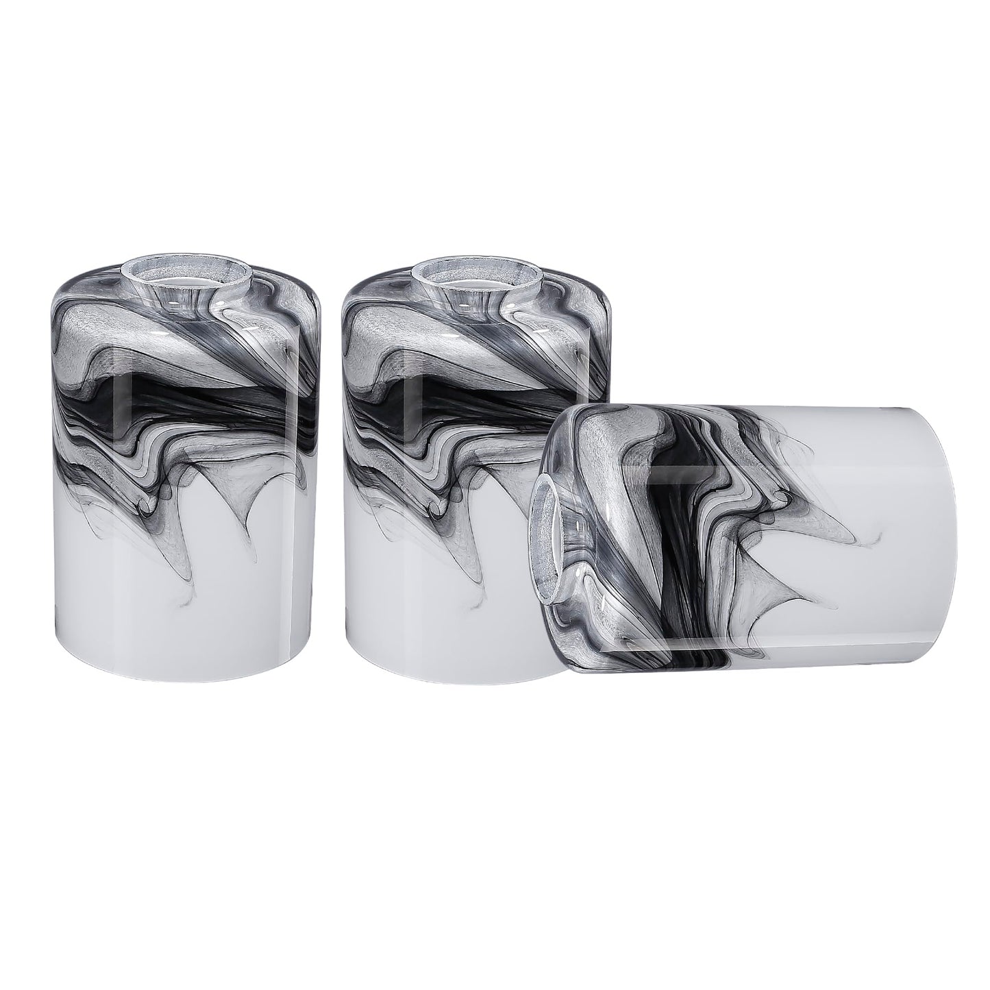 3P Cylinder glass Lampshades for Wall Sconce Light Cover Blown Art Glass Ceiling Fan light Cover Globe Replacement Fixture for Vanity Light Shade1.65in fitter Height5.74 in Grey marble