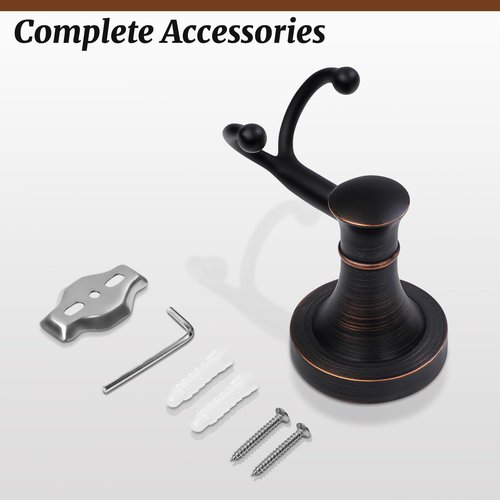 BRASEEY Oil Rubbed Bronze Bathroom Towel Hook, Bronze Bathroom Robe Hook, Heavy Duty Double Towel Hooks Bath Farmhouse Coat Clothes Hook Wall Mounted Rustic for Kitchen Washroom