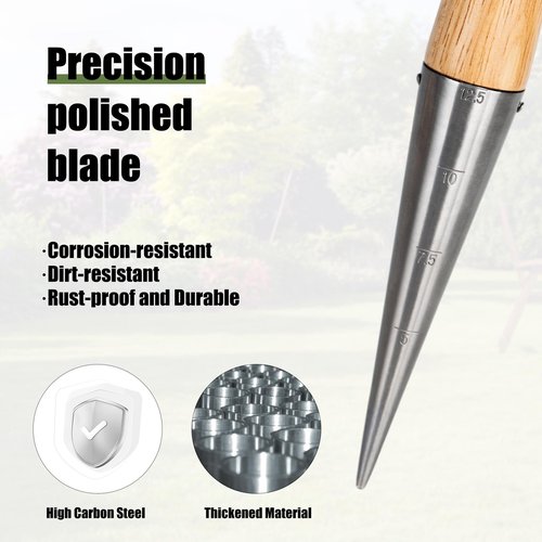FLORA GUARD Hand Dibber Garden Tool, Seed Planter Tool with Wood Handle for Sowing Seed - 5" Seed Dispenser for Planting Steel Garden Dibber, Transplanting Plants,Planting Bulb,Digging