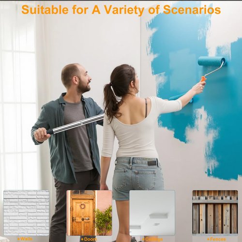 Leshein Paint Roller Kit with Extension Pole, Paint Brushes Set for Walls, Painting Supplies for Home Interior with Paint Brush, Paint Rollers, Paint Tray, Paint Tray Liner, Scraper etc.