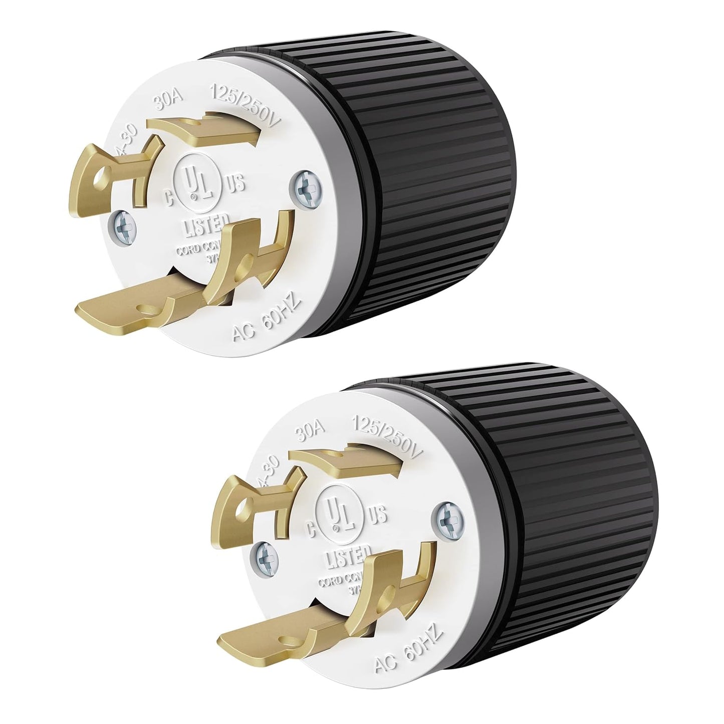 ENERLITES NEMA L14-30P Locking Plug Connector for Generator, Twist Lock Male Plug, 30 Amp, 125/250 Volt ,3 Pole, 4 Wire Grounding, Industrial Grade Heavy Duty, UL Listed, 66470-BK, Black