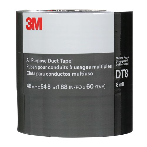 3M Duct Tape DT8, 3 Pack, Industrial Strength, Multi-Use, Silver color tape, 1.88" x 60 yd, Tear by Hand, Professional Grade Adhesive, Perfect for HVAC, Bundling, Moisture Proofing, and Reinforcing