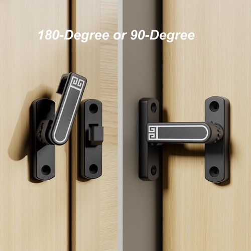 ETEKJOY Height-Adjustable Flip Latch Lock 90/180 Degree Sliding/Swinging Door Lock Latch Bolt for Barn Garage Garden Fence Gate Shed Window Cabinet Patio Screen French Door Upgraded (Black)