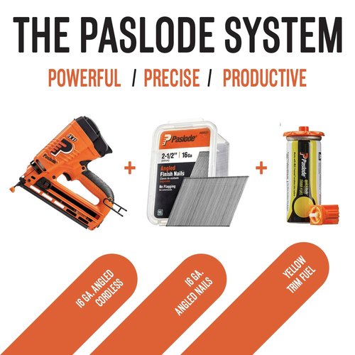 Paslode, Finishing Nail, 650232, 20 Degree Angled Galvanized, 16 Gauge, 2,000 per Box, 2 1/2 inch