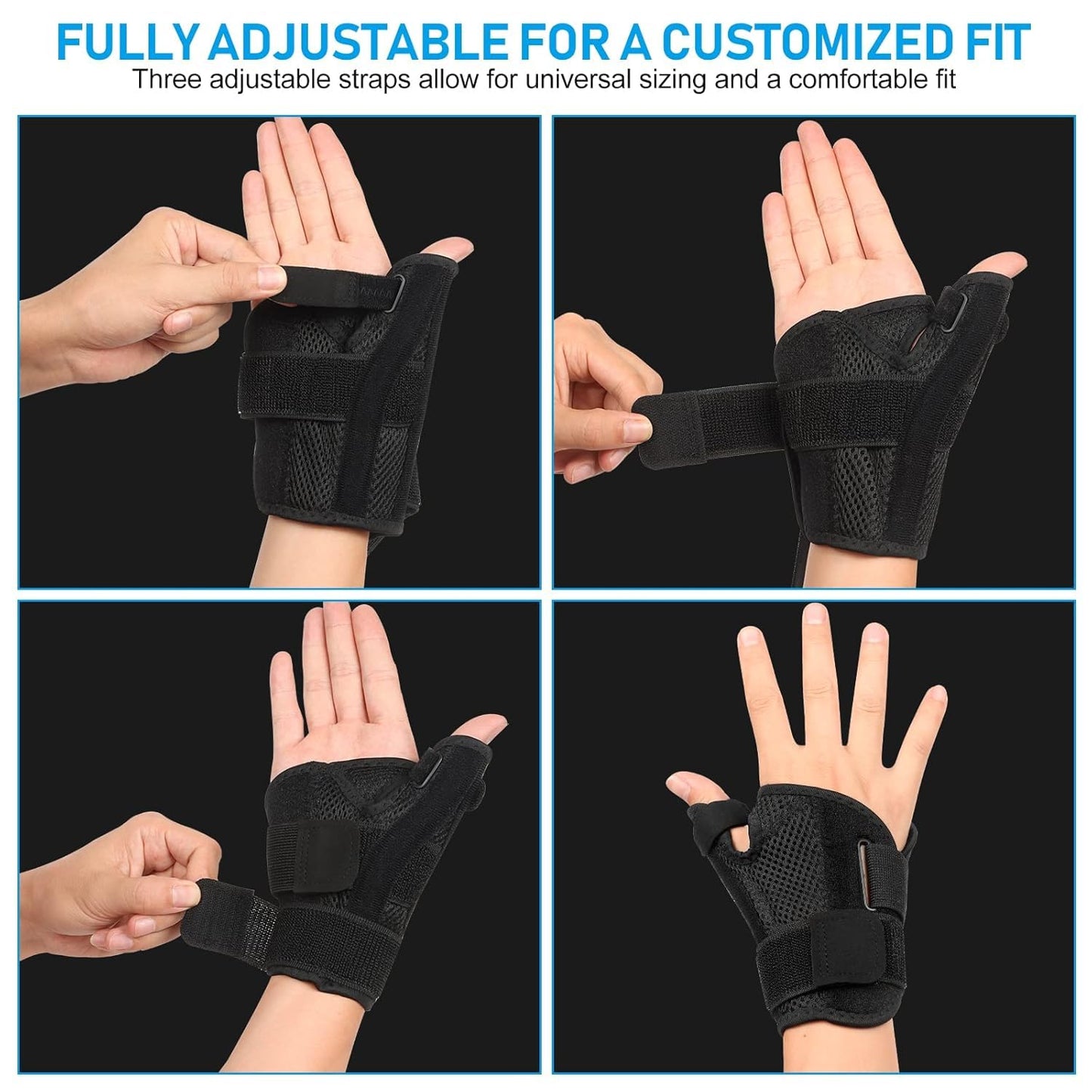 Thumb Brace for Pain Relief - Professional Thumb Stabilizer, Trigger thumb Splint for Arthritis De Quervain's, Tendonitis,CMC, Wrist Support Adjustable Comfort Wear Left Right Hand Office & Night