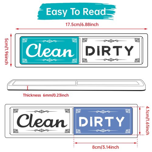 Dirty Clean Dishwasher Magnet, Green&Blue Dishwasher Magnet Clean Dirty Sign Refrigerator for Kitchen Organization and Storage Necessities