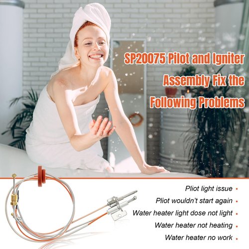 Relaxweex Upgraded Sp20075 Sp20305a Pilot and Igniter Assembly Replacement Kit Compatible with Rheem Water Heater Pilot Assembly, Protech, Ge, Richmond Natural Gas Parts Including Burner Door Gasket