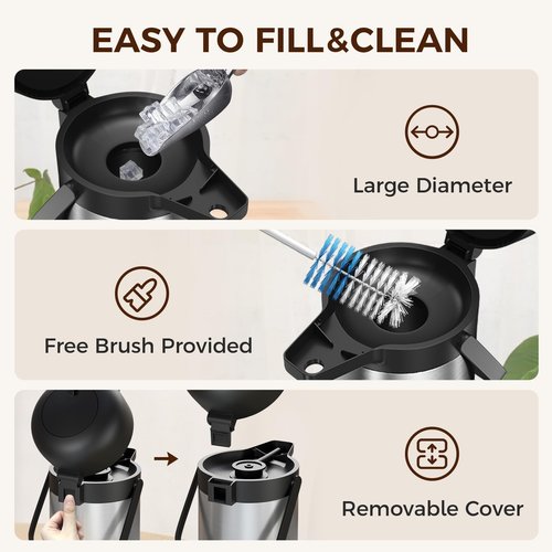 Coffee Carafe for Keeping Hot - 102OZ / 3L Airpot Coffee Dispenser with Pump - Large Coffee Thermos for Hot Drinks Tea Liquid - Insulated Stainless Steel Hot Water Beverage Dispenser Urn for Parties