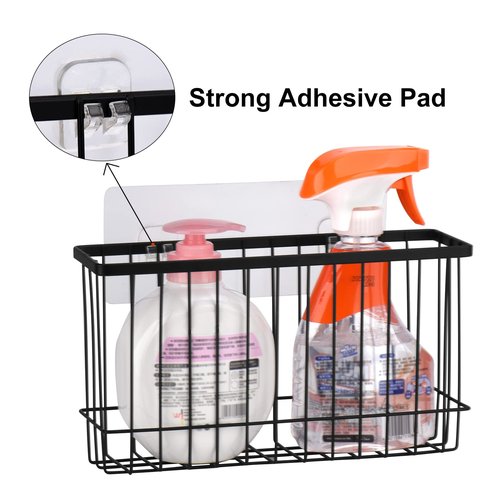 Toplife Wall Door Adhesive Kitchen Wrap Organizer Rack, No Drilling, Black