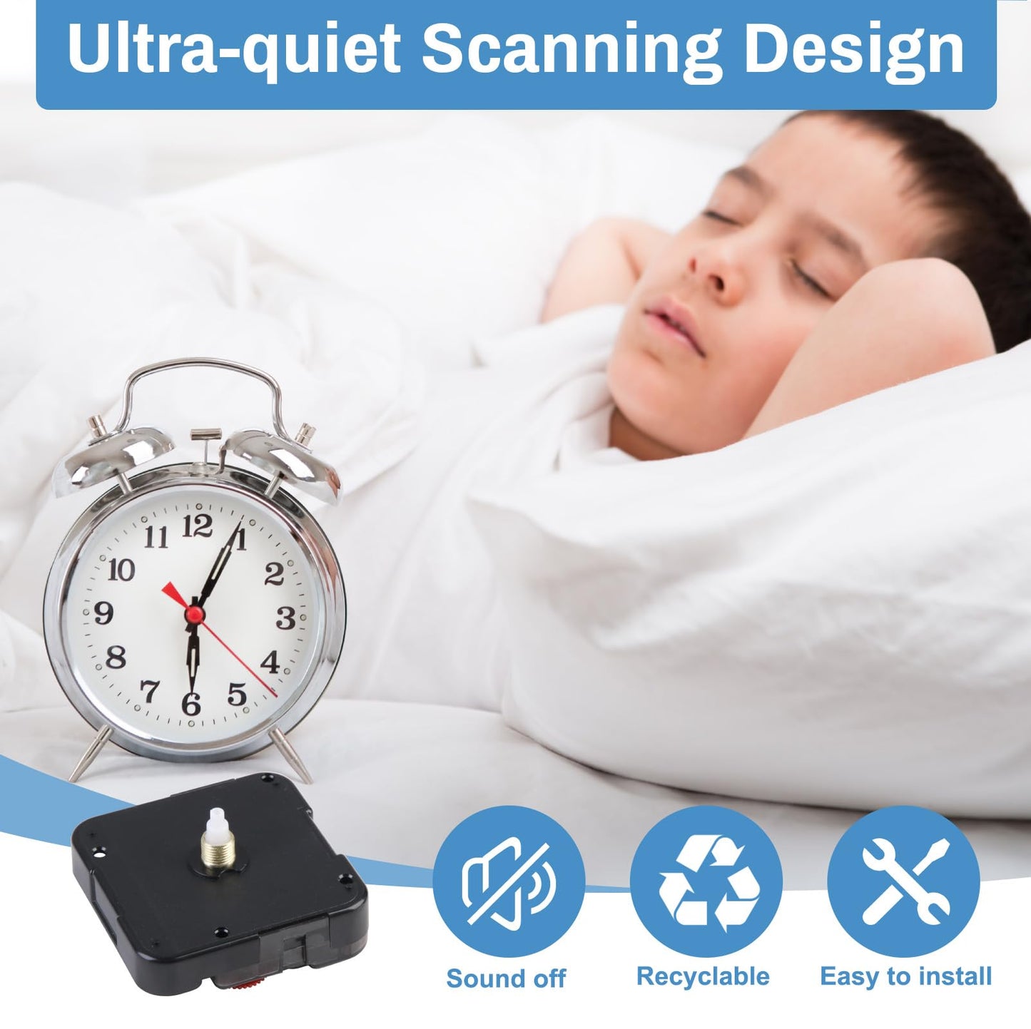 Quartz Clock 12888 Movement Replacement Set, Battery Operated Axis Shaft High Torque Clock Parts Suitable with Thread and Seconds Hand Motor Repair Parts and DIY(Total Shaft Length 14.5mm)