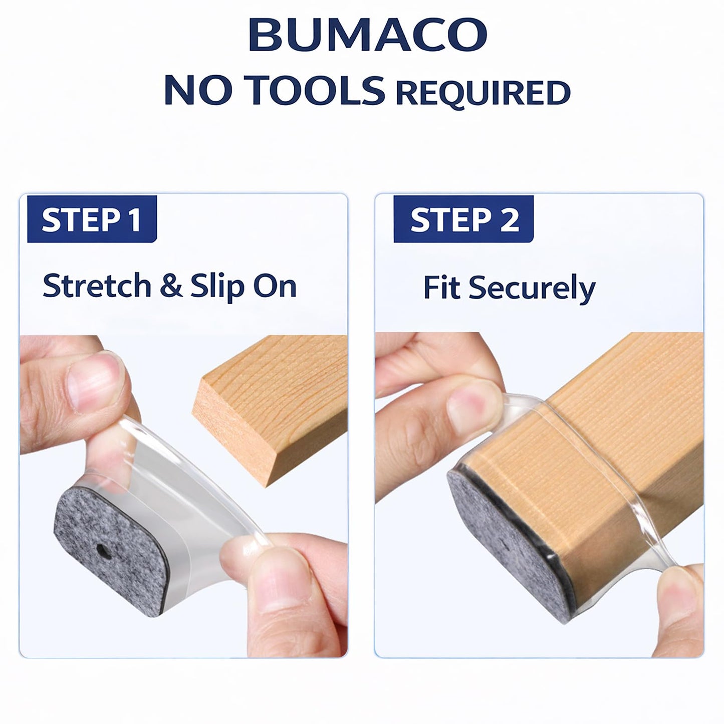BUMACO Chair Leg Floor Protectors Rectangle Chair Leg Protectors for Hardwood Floors Silicone Pads Covers to Protect Floors(Clear-20 Pcs, Rectangle L (Fit L:1-1/2” ~ 2”,W:3/4”~1”)