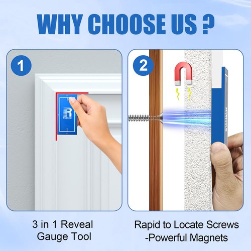 Magnetic Stud Finder, 1/4"、1/2" Reveal Gauge Tool, 1/8" Door Reveal Gauge, Stud Finder for Locate Screws and Accurate Jamb Marking