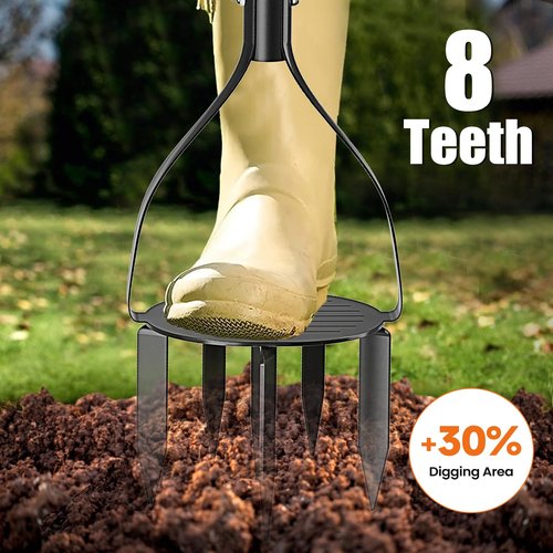 Luvenia Hand Tiller,Garden Tool with 8 Spikes 40" Non-Slip Rubber Grip,Claw Twist Tiller for Reseeding Grass,Cultivating, Soil Loosening, Aerating