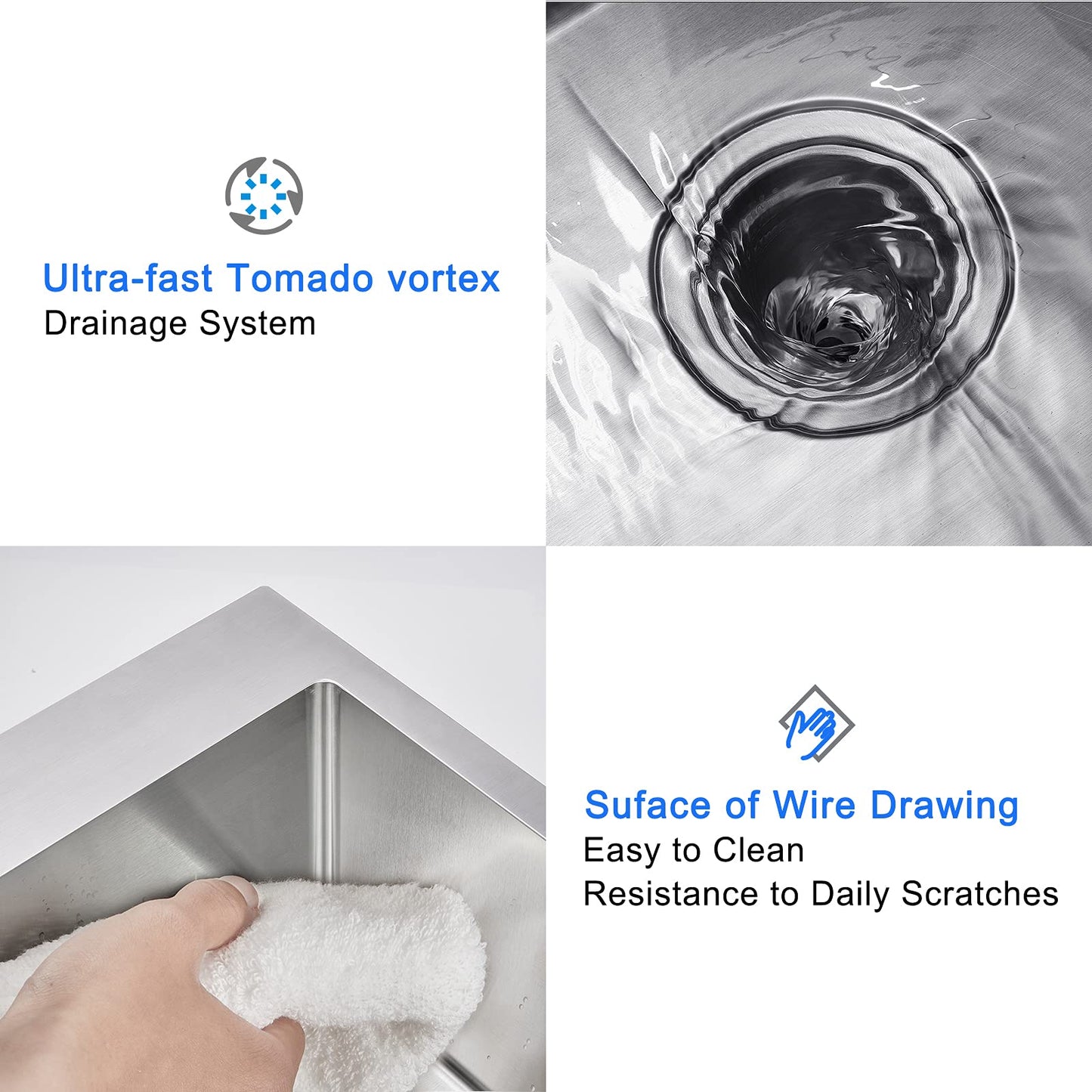 MENATT 24 Inch Drop-in Kitchen Sink, 304 Stainless Steel Topmount Handmade Residential Sink, Single Bowl Workstation Sink with Drain Kit (Brushed), 24"x18"x9"