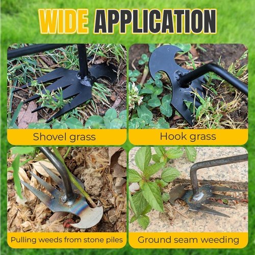 MFIE Peachloft Weed Puller - Peachloft Garden Weed Pulling Tool Uprooting Weeding Tool, Portable Garden Weeder, 4 Teeth Manganese Steel Forged Hand Tool for Uprooting Weeds (19.7in)