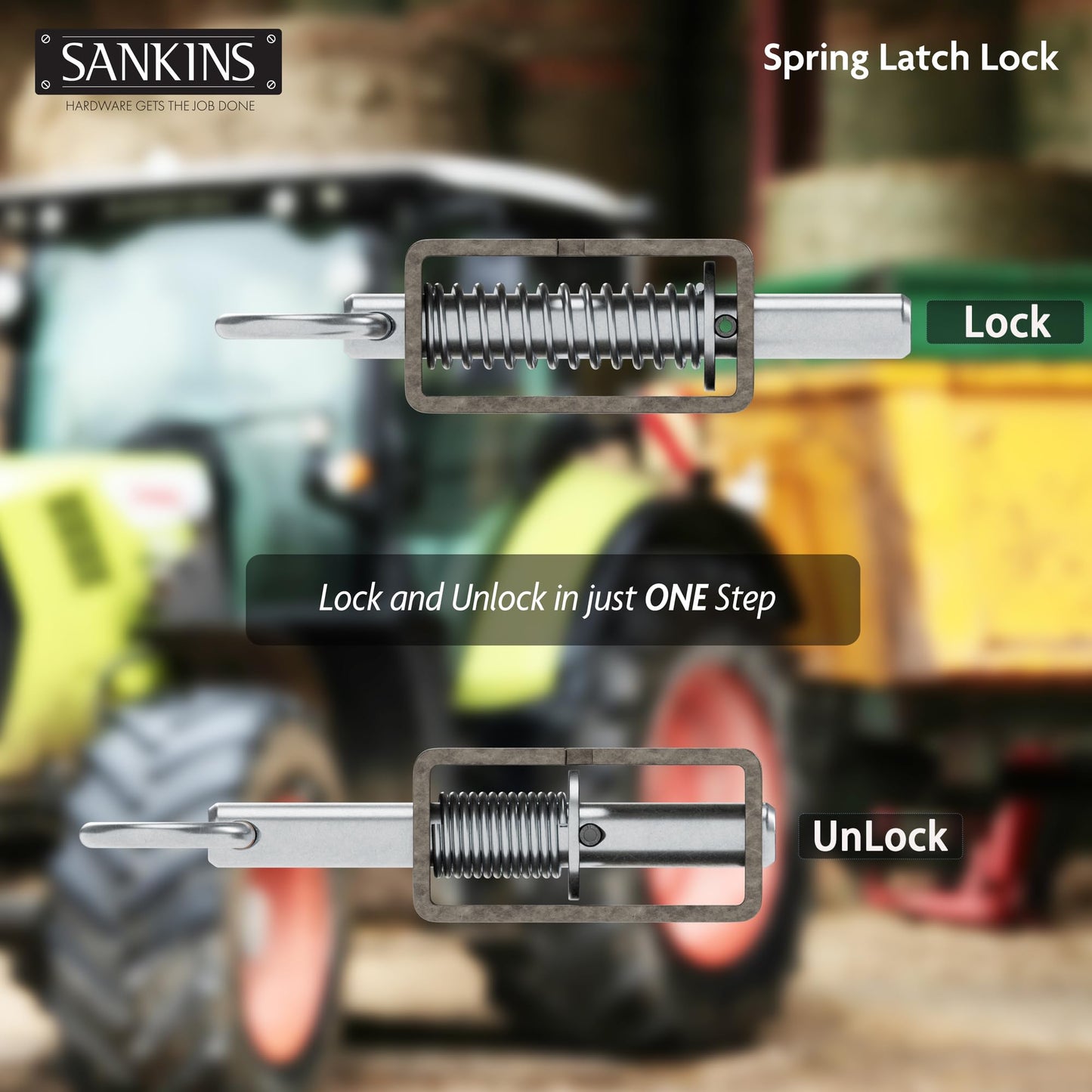 SANKINS 5-1/8'' Trailer Gate Latch, Weld-On Spring Latch Lock, Heavy-Duty Trailer Latch with Plain Tube, Spring Loaded Latch for Utility Trailer Gate, Pack of 2