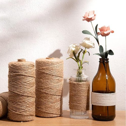 328 Feet Natural Jute Twine, 2mm Twine String for Crafts, Gift Wrapping, Gardening, Climbing Plant, Tie Floristry, Packing Decor