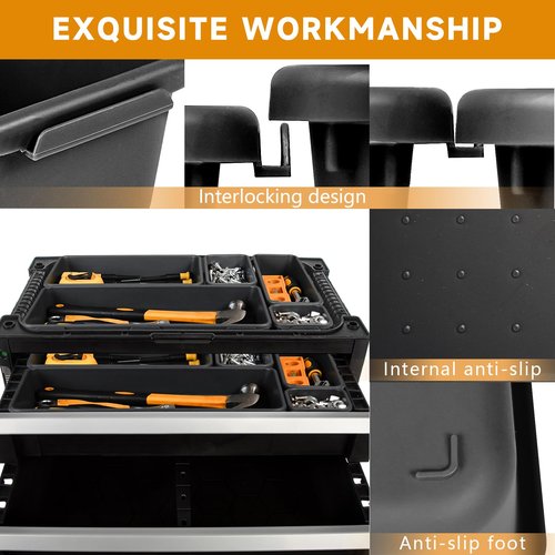 FLYVOLE [60 PCS Upgraded] Tool Box Organizer Tray, Toolbox Desk Drawer Organizer, Tool Box Tray, Toolbox Organization Storage for Rolling Tool Chest (60 PCS)