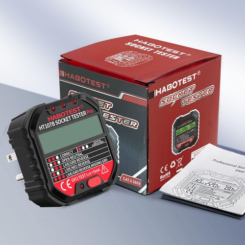 YEREADW Outlet Tester Electrical GFCI Receptacle Detector, 90-250V Ground Fault Receptacle Tester & Circuit Analyzer, Circuit Polarity Voltage Detector, Plug Tester Breaker Finder (HT107B)