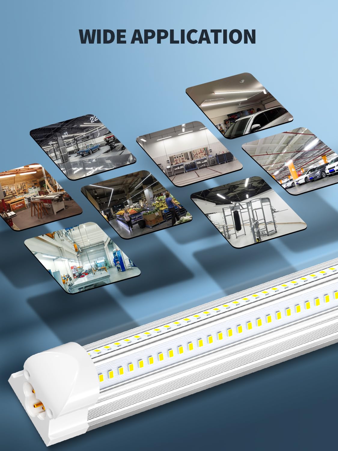 ELEKICO 8' Led Shop Lights,Super Bright 19500LM 100W 5000K 8FT Led Shop Light, Linkable 8FT Garage Ceiling Lights for Garage Ceiling Workshop Warehouse