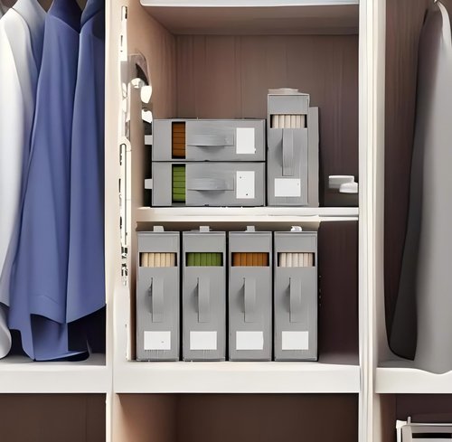 6-Piece Foldable Storage Organizer Set with Handles, Ideal for Bed Sheets, Blankets, and Coverlets, Space-Saving Closet Grey