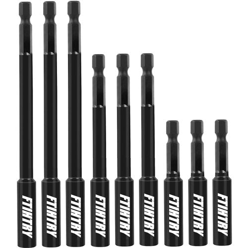 FTIHTRY 1/4”Magnetic Extension Socket Drill Bit Holder, 60mm 100mm 150mm Long(2.36-9"), 9pcs Screwdriver Extension, Quick-Change Hex Shank Set