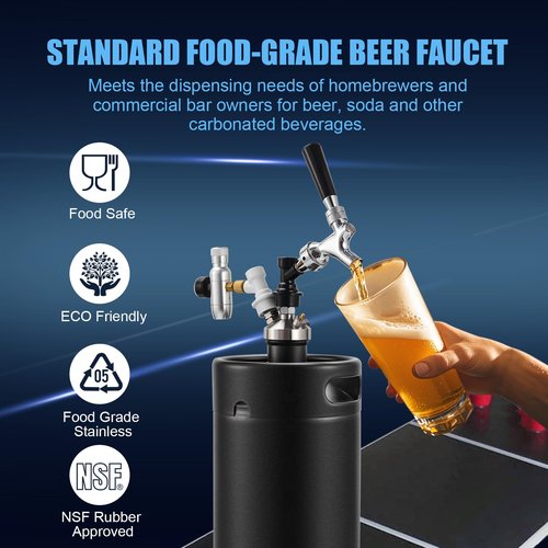 Upgraded Beer Faucet, All 304 Stainless Steel Beer Tap Keg Spout Beer Tower Faucet Beer Keg Faucet, Draft Beer Faucet Beer Tap Faucet Kegerator Tap Spout Kegerator Part Replacement Faucet