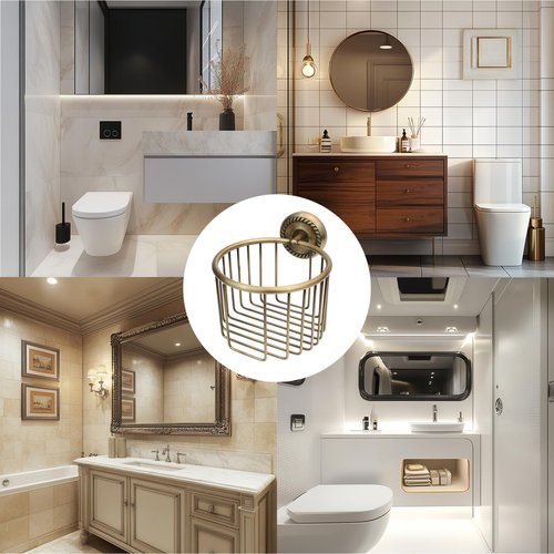 Vintage Toilet Paper Holder Wall Mount,Antique Brass Toilet Paper Holder,Roll Tissue Wire Basket Bathroom