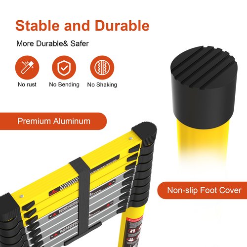 LUISLADDERS Telescoping Ladder, 12.5ft Aluminum Extension Folding Telescopic Ladder Lightweight 330lbs Max Capacity, Multi Purpose RV Ladder for Outdoor Work