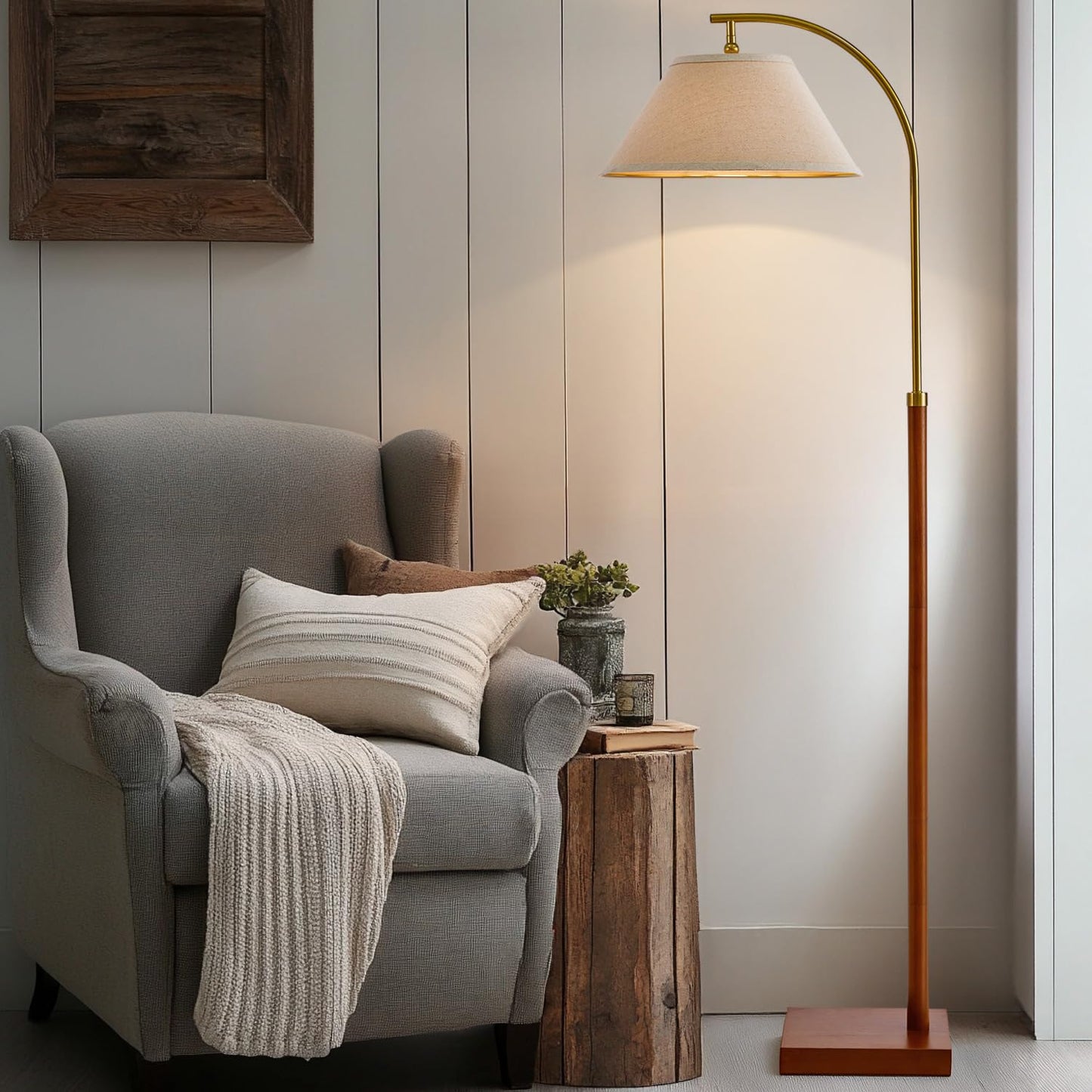 G-SAFAVA 63" Gold Floor Lamp for Living Rooms Tall Arc Standing Lamps for Bedrooms Tall Lamps with Foot Switch for Bedroom