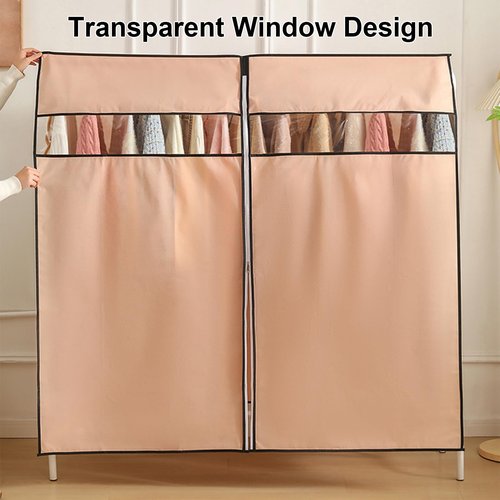 Non-Woven Fabric Clothing Rack Covers, Waterproof Clothing Rack Cover with Zippers and Transparent Window, Clothes Bags for Storage Hanging for Clothes Drying Rod(150x120cm/59x47in)
